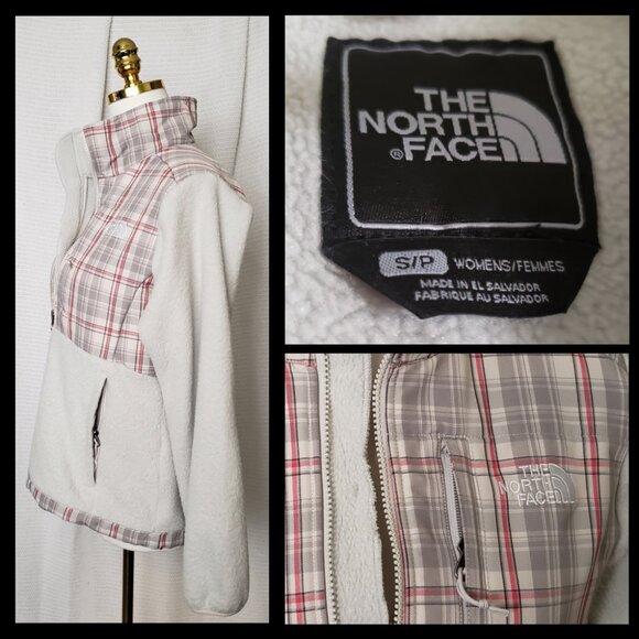 The North Face Jackets & Blazers - The North Face Retro Denali fleece jacket with red grey off-white plaid women's
